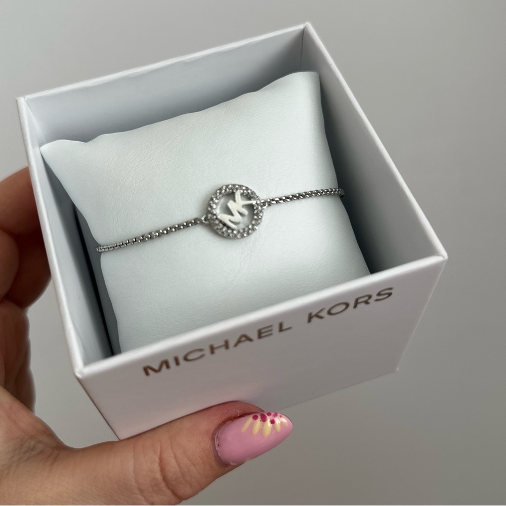 Michael Kors Pave Silver Slider Adjustable Bracelet * BNWT